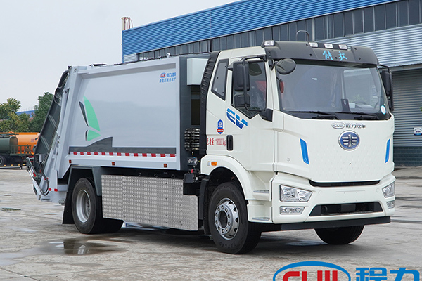 New FAW pure electric 4x2 drive 14m³ compression garbage truck For sale EV